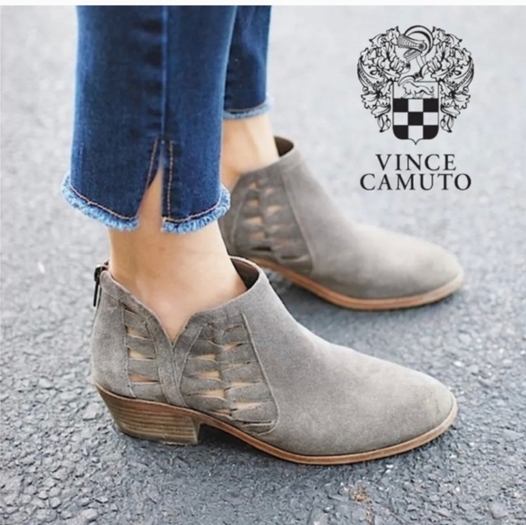 EUC Vince Camuto Peera Graystone Verona Suede Cut Out Ankle Booties - Picture 2 of 8